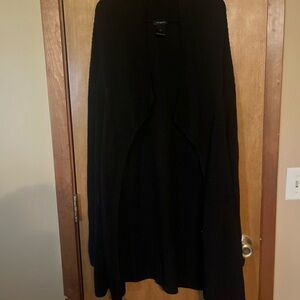 Ann Taylor Black Open-Front Knit Cardigan